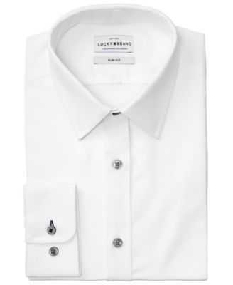 Lucky Brand - Men's Slim-Fit Performance Stretch White Solid Oxford Dress Shirt