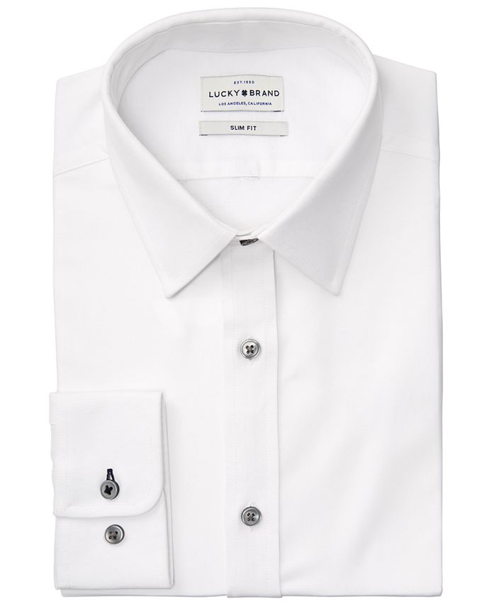 Lucky Brand Men's Slim-Fit Performance Stretch White Solid Oxford Dress ...