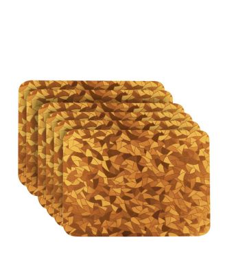Reversible Shimmering Metallic Leaf Dining Table Indoor Outdoor Placemats -Set of 6