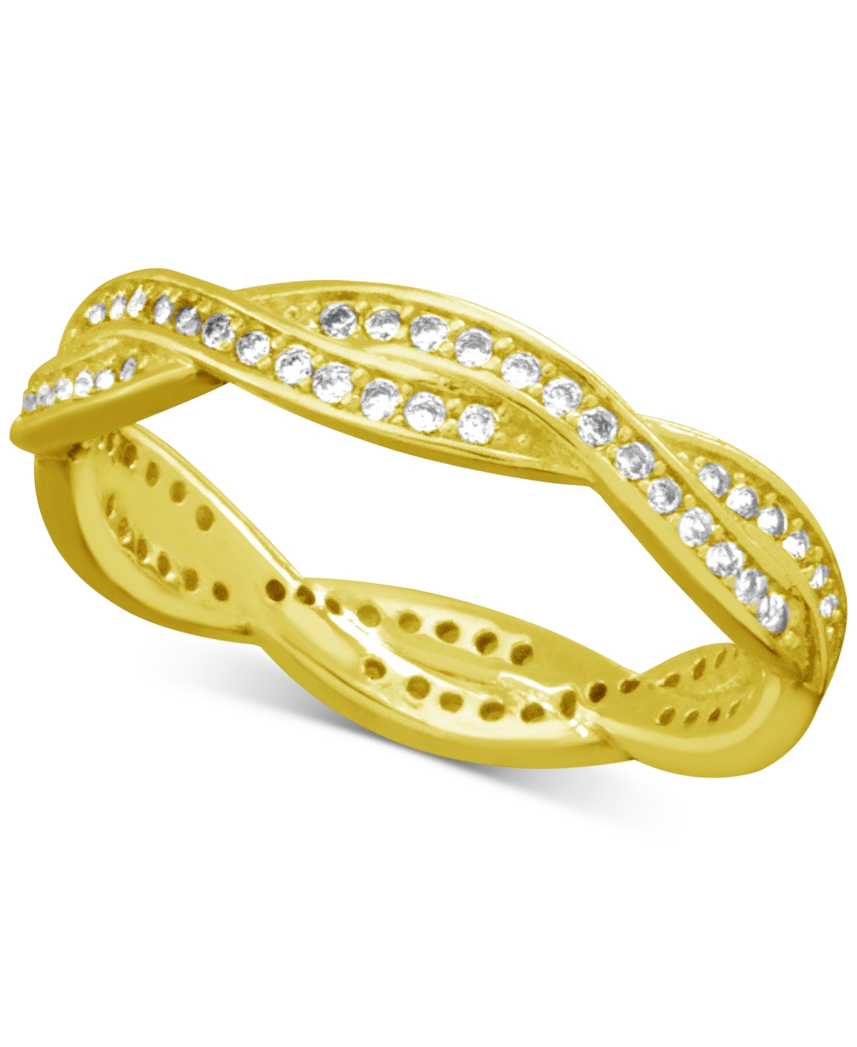 And Now This Cubic Zirconia Twist Silver Plate Ring - Gold