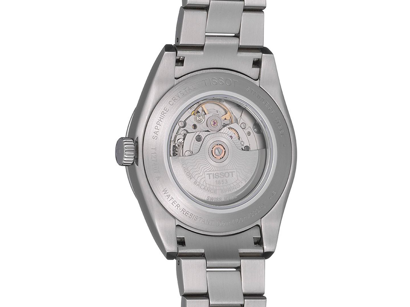 Мужские часы Tissot Swiss Automatic T-Classic Gentleman Powermatic 80 Silicium Stainless Steel Bracelet Watch 40mm — фото 4