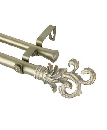 Rod Desyne - Plume Double Curtain Rod 1" OD 28-48 inch - Black