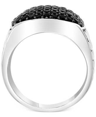 EFFY&reg; Men's Black Spinel Cluster Ring in Sterling Silver