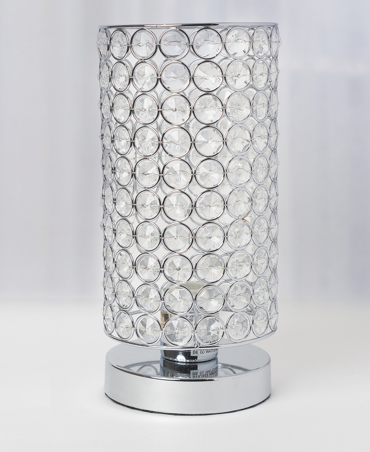 Elegant Designs Elipse Crystal Bedside Nightstand Cylindrical Uplight Table Lamp