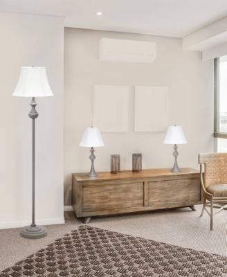 Elegant Designs Traditionally Crafted 3 Pack Lamp Set 2 Table Lamps, 1 Floor Lamp Shades