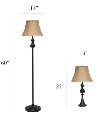 Elegant Designs Traditionally Crafted 3 Pack Lamp Set 2 Table Lamps, 1 Floor Lamp Shades