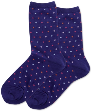 Hot Sox Women's Tiny Hearts Fashion Crew Socks In Dark Blue