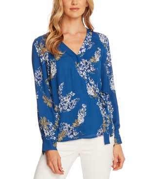 VINCE CAMUTO PRINTED SIDE-TIE BLOUSE
