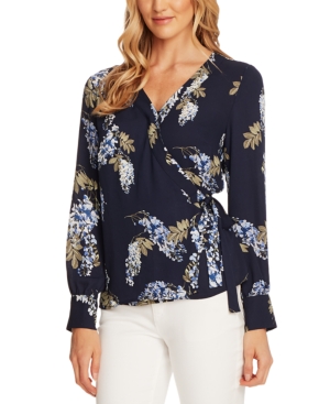 VINCE CAMUTO PRINTED SIDE-TIE BLOUSE