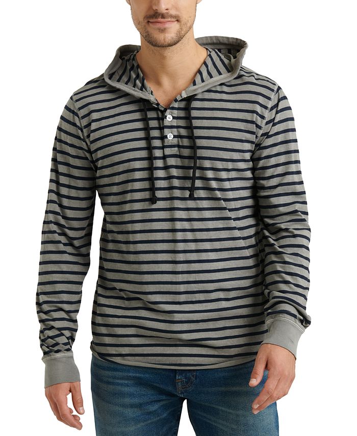 Lucky Brand Classic Fit Stripe Terry Fabric Hoodie