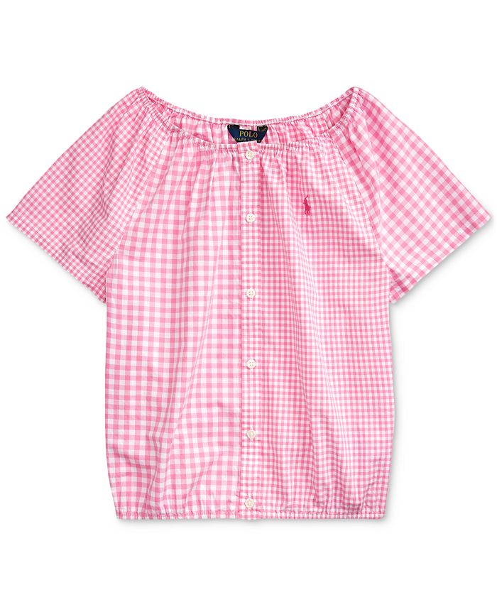 90s Ralph Lauren Tangerine Gingham Top (XXL)