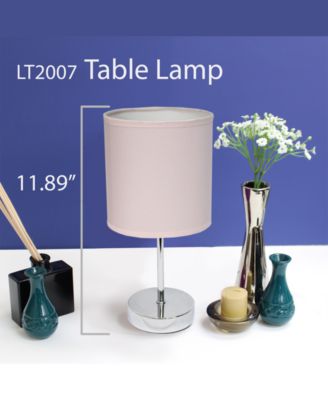 Simple Designs Chrome Mini Basic Table Lamp with Fabric Shade 2 Pack Set