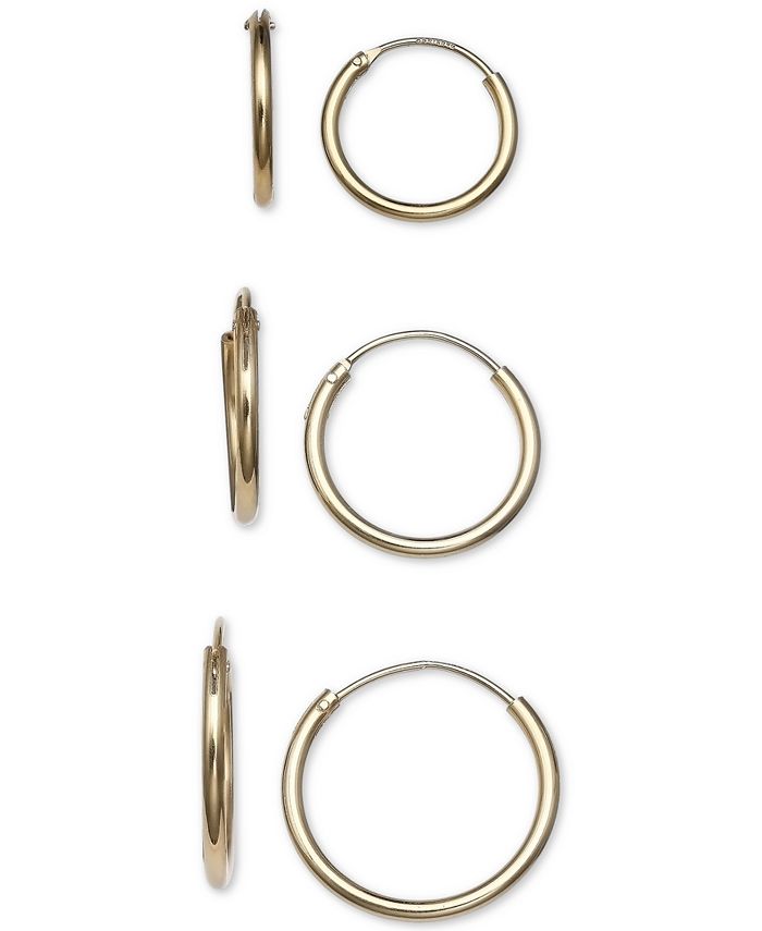 Giani Bernini - 3-Pc. Set Small Endless Hoop Earrings in 18k Gold-Plated Sterling Silver