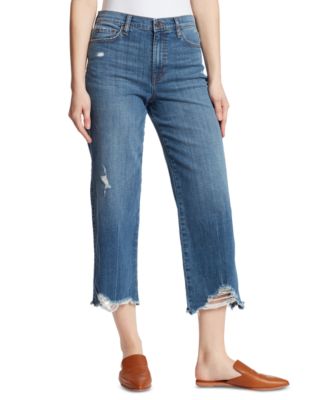 Ella Moss Destroyed-hem Wide-leg Jeans 