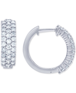 image of Diamond Pave Small Huggie Hoop Earrings (1 ct. t.w.) in 14k White Gold, 3/5