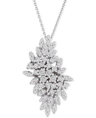 Wrapped in Love - Diamond Cluster 20" Pendant Necklace (1 ct. t.w.) in 14k White Gold