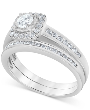 image of Diamond Halo Bridal Set (3/4 ct. t.w.) in 14k White Gold