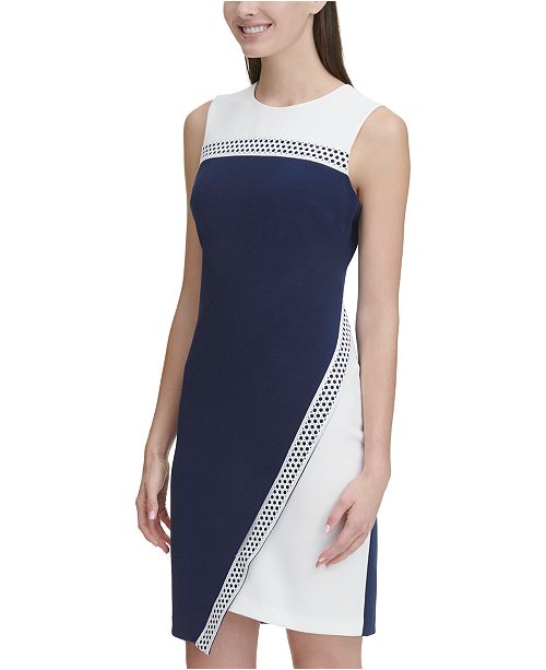Tommy Hilfiger Women's Colorblocked Asymmetrical Dress Black Size 14 main image 1