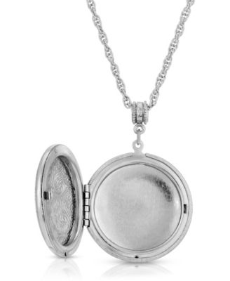 Silver Tone Enamel Round Paw and Bones Necklace