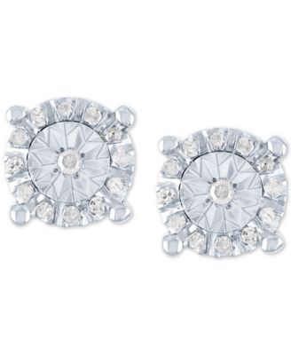 Diamond Halo Stud Earrings (1/10 ct. t.w.) in Sterling Silver