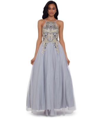 betsy & adam embellished embroidered gown