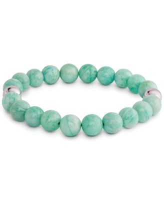 Macy's - Amazonite (6mm) Bead Stretch Bracelet in Sterling Silver