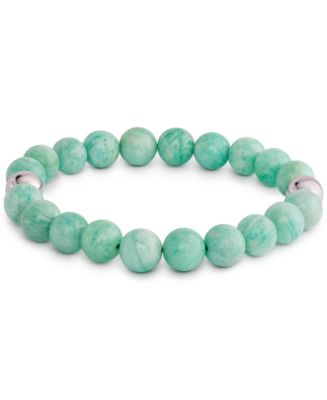 Macy S Amazonite 6mm Bead Stretch Bracelet In Sterling Silver Reviews Bracelets Jewelry Watches Macy S