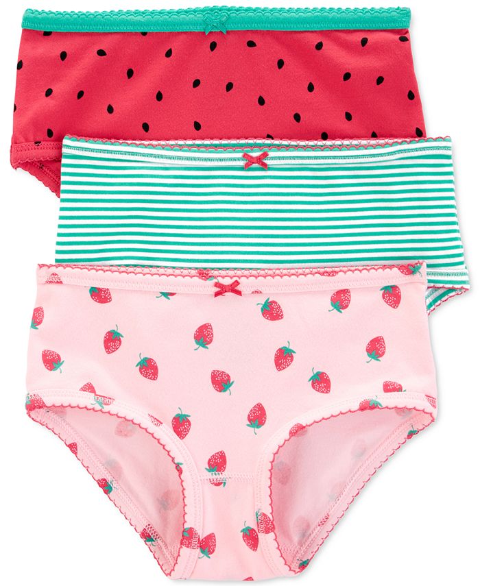Carter's Little Girls 3-Pack Strawberry-Print Underwear - Macy's