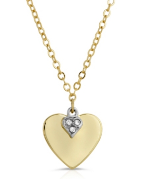 image of 2028 14K Gold-Dipped and Clear Crystal Heart Pendant Necklace