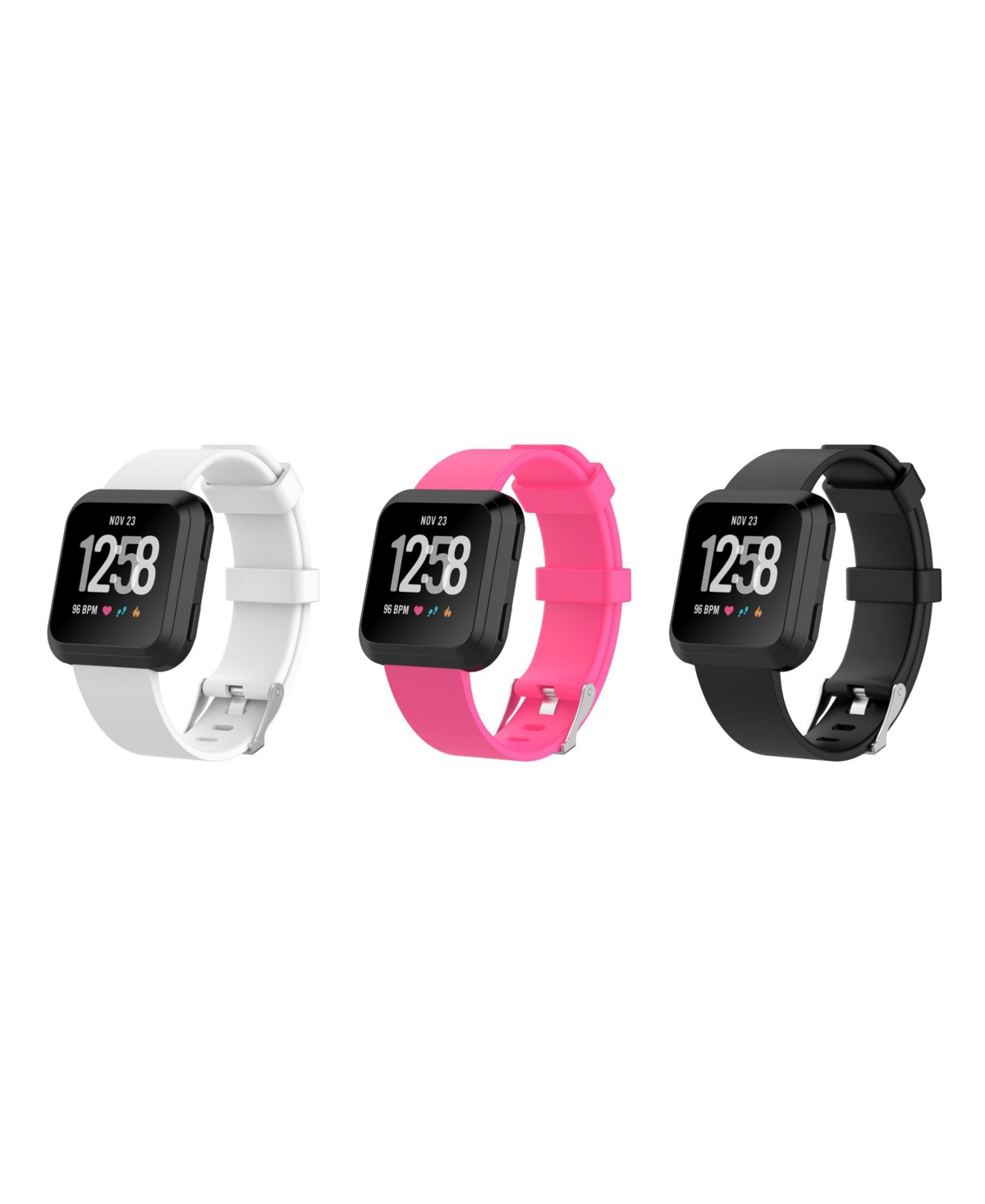 Unisex Fitbit Versa Assorted Silicone Watch Replacement Bands - Pack of 3 - Multi