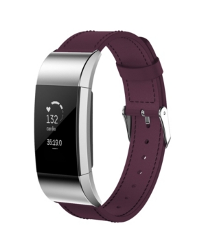 image of Posh Tech Unisex Fitbit Charge 3 Purple Genuine Leather Watch Replacement Band