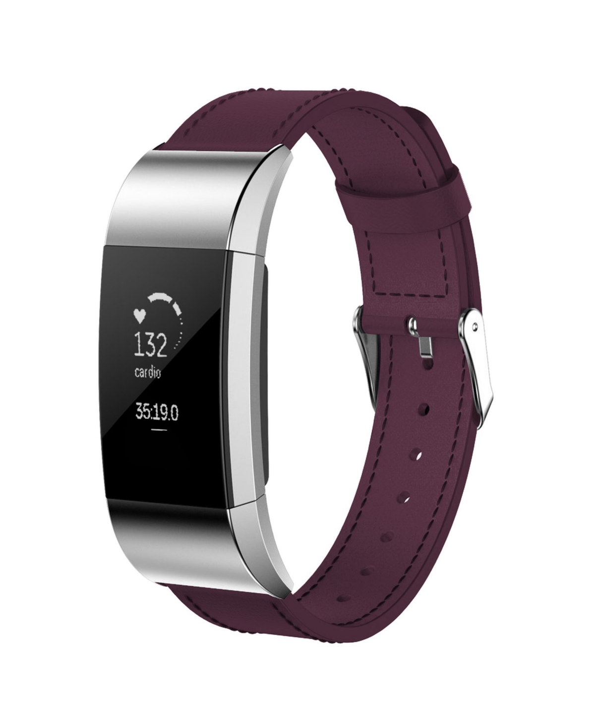 Unisex Fitbit Charge 2 Purple Genuine Leather Watch Replacement Band - Purple