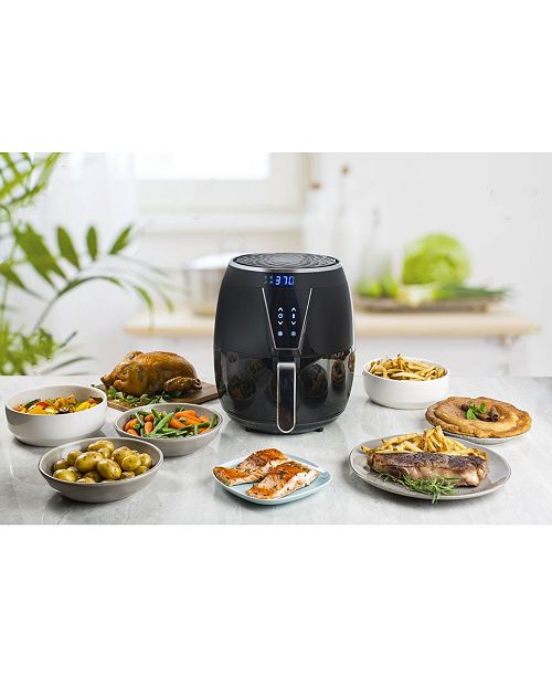 Aria 5Qt TeflonFree Ceramic Air Fryer with 2Tier Stainless Steel Rack