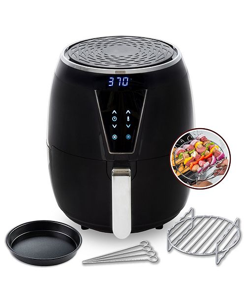 Aria 5Qt TeflonFree Ceramic Air Fryer with 2Tier Stainless Steel Rack