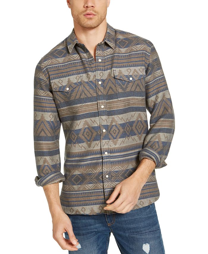 Sun + Stone Men's Geometric Stripe Jacquard Shirt, Created for Macy's ...