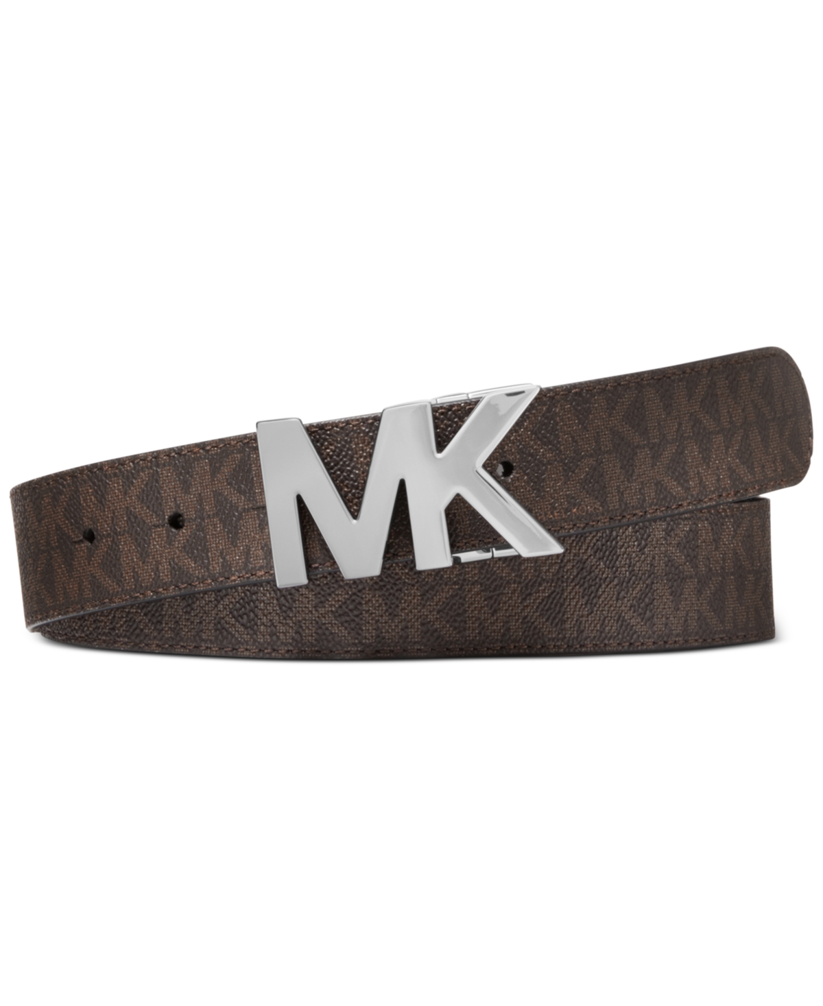 Michael Kors Signature Reversible Logo Buckle Belt In Brown,black