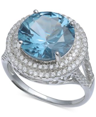 Macy's - Cubic Zirconia Halo Statement Ring in Sterling Silver