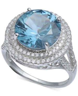 image of Cubic Zirconia Halo Statement Ring in Sterling Silver