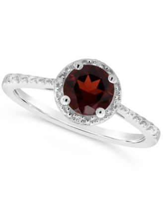 Amethyst (3/4 ct. t.w.) and Diamond Accent Ring in Sterling Silver (Also Available in Other Gemstones)