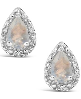 Gemstone and Diamond Accent Stud Earrings in Sterling Silver