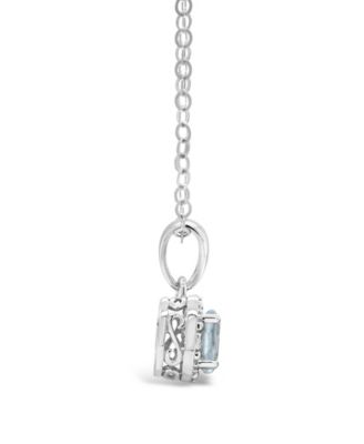 Aquamarine (3/8 ct. t.w.) and Diamond Accent Pendant Necklace in Sterling Silver (Also Available in Emerald)
