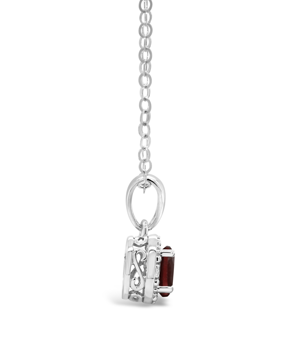 Macy's Gemstone And Diamond Accent Pendant Necklace In Sterling Silver In Amethyst