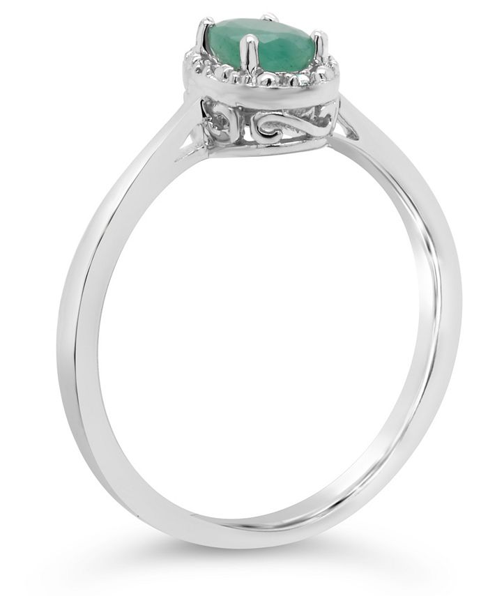 Macy's Emerald (3/8 ct. t.w.) and Diamond Accent Ring in Sterling ...
