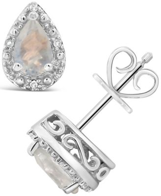 Gemstone and Diamond Accent Stud Earrings in Sterling Silver