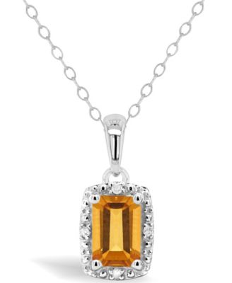 Gemstone and Diamond Accent Pendant Necklace in Sterling Silver