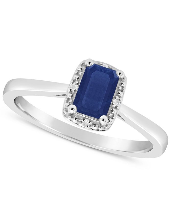 Macy's - Sapphire (5/8 ct. t.w.) and Diamond Accent Ring in Sterling Silver (Also in Ruby)