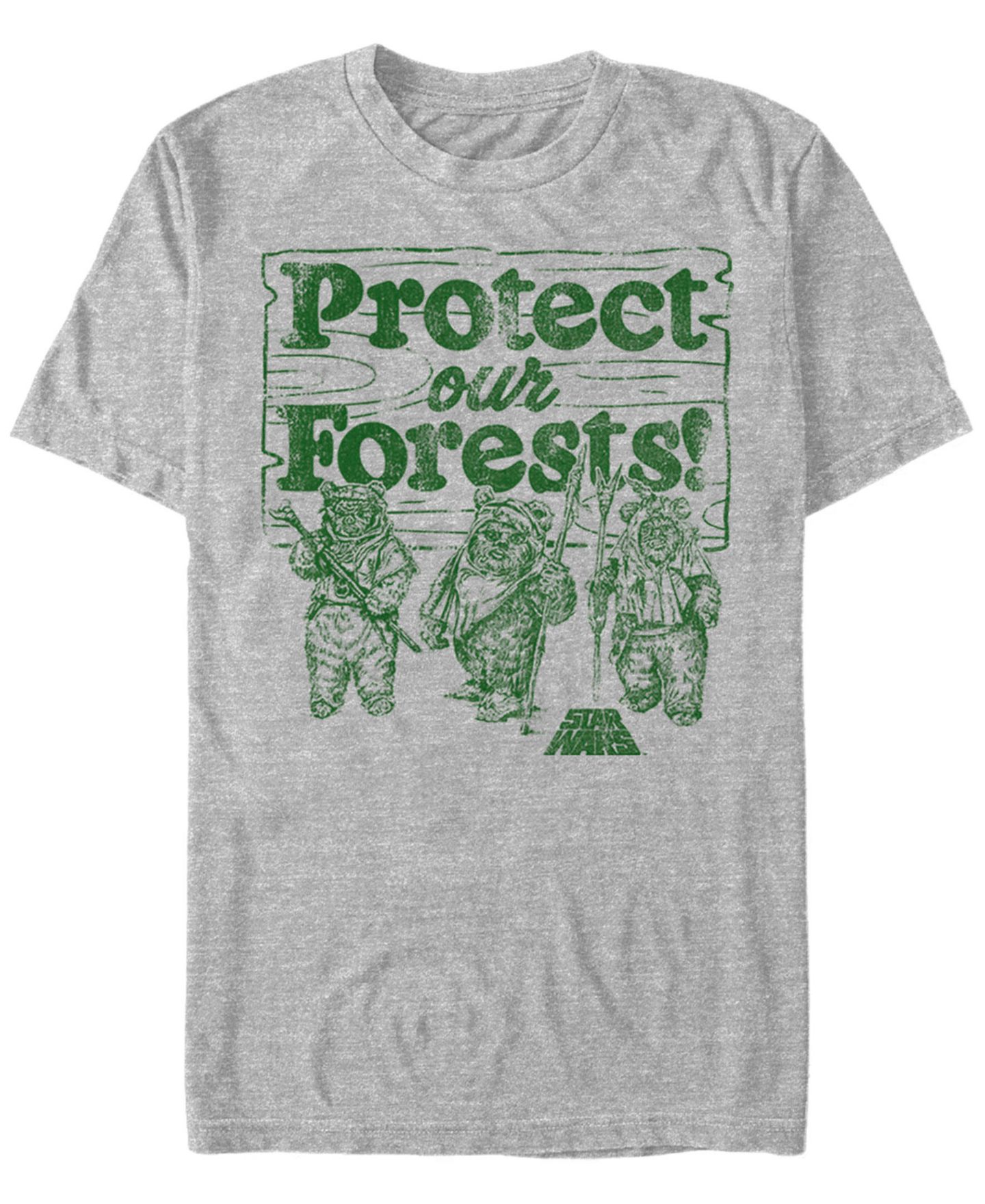 Мужская футболка Fifth Sun Star Wars Ewoks Protect Our Forests Camp Short Sleeve, цвет: Меланжевый серый — фото 1