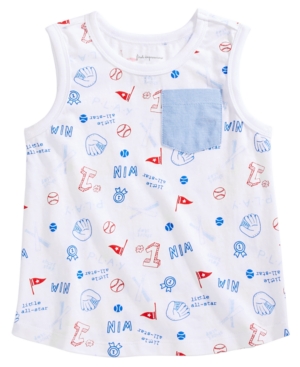 First Impressions Baby Boys Baseball-Print Cotton Tank Top Created for Macy's