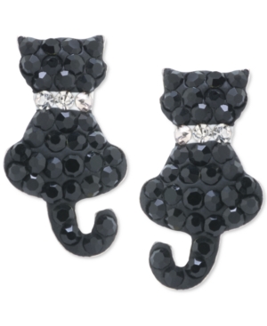 image of Crystal Cat Stud Earrings in Sterling Silver