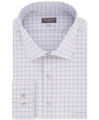 Macys Van Heusen Grey White Striped Wrinkle Free Cotton Blend Dress Shirt